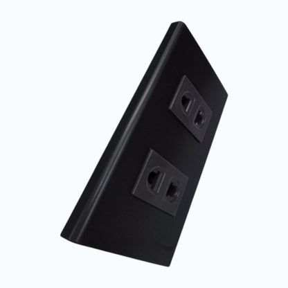 Panasonic 2-Gang Universal Outlet Gray 16A 250V with Wide Color Refina Series Metallic Black Plate Cover WEG6803MB-1/2XWEG10919H-5