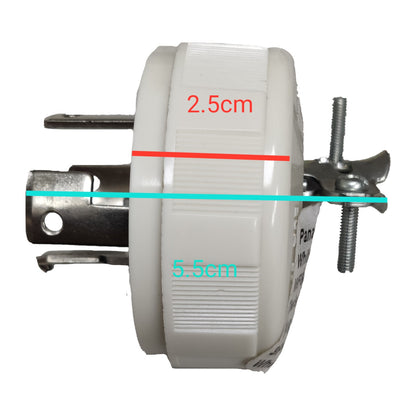 White measuring tape with measurement markings on a white  Panasonic 20A 250V Twist Lock Plug 3P+E (4P)(ML-3) WF6420 Twistlock Plug Twist to Lock Electx Electrical Supplybackground