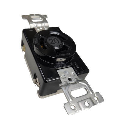 Panasonic 20A twist lock outlet WF2320 black heavy duty commercial grade receptacle with metal mounting straps