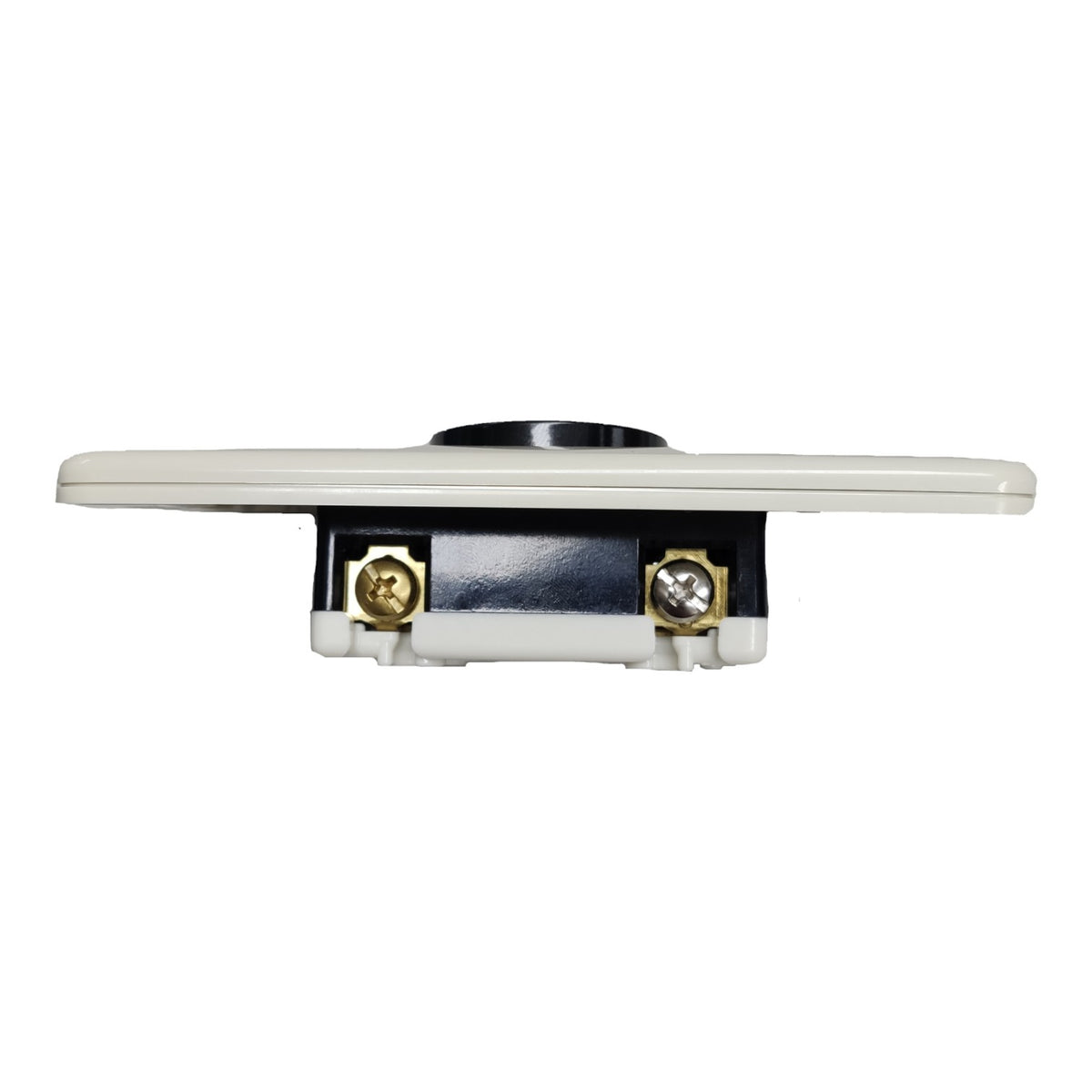 A black bicycle handlebar with a curved center and straight ends, shown horizontally against a plain white background.