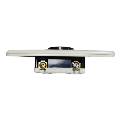 A black bicycle handlebar with a curved center and straight ends, shown horizontally against a plain white background.