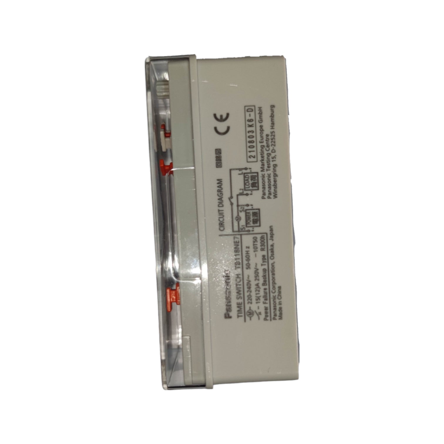 Rectangular electronic component with circuit diagram on a white background
