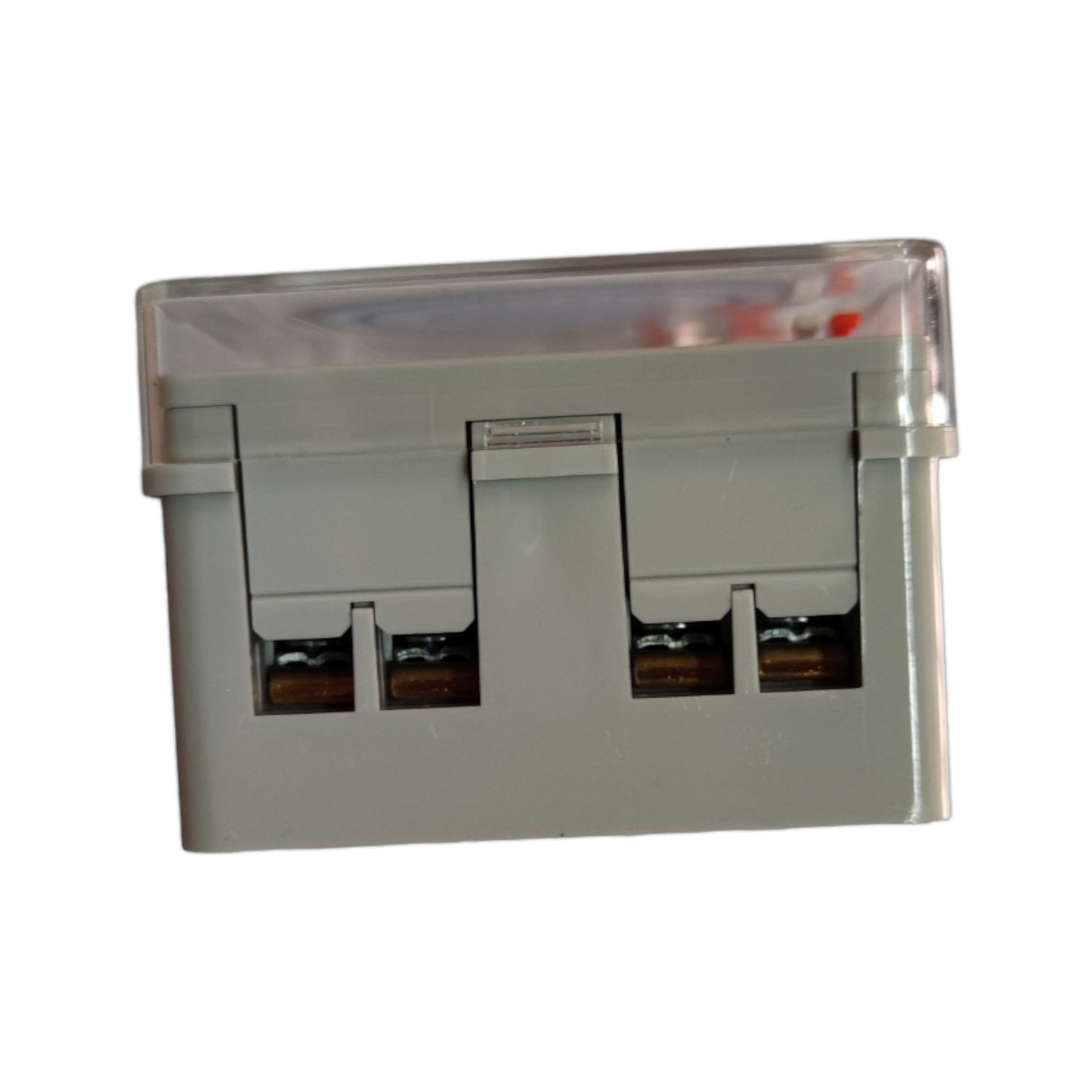 Electrical junction box with two sockets on a white background
