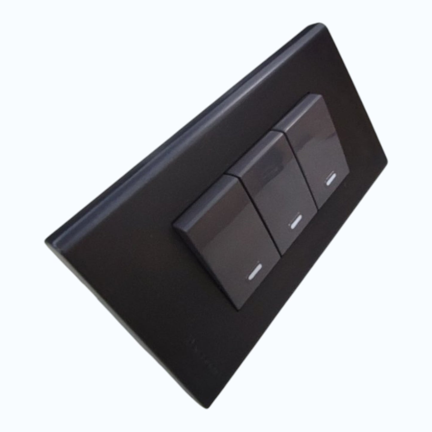Panasonic 3-Gang 1 Way Swiitch Gray 16A 250V with Wide Color Refina Series Metallic Black Plate Cover WEG6803MB-1/3XWEG5001HK-5