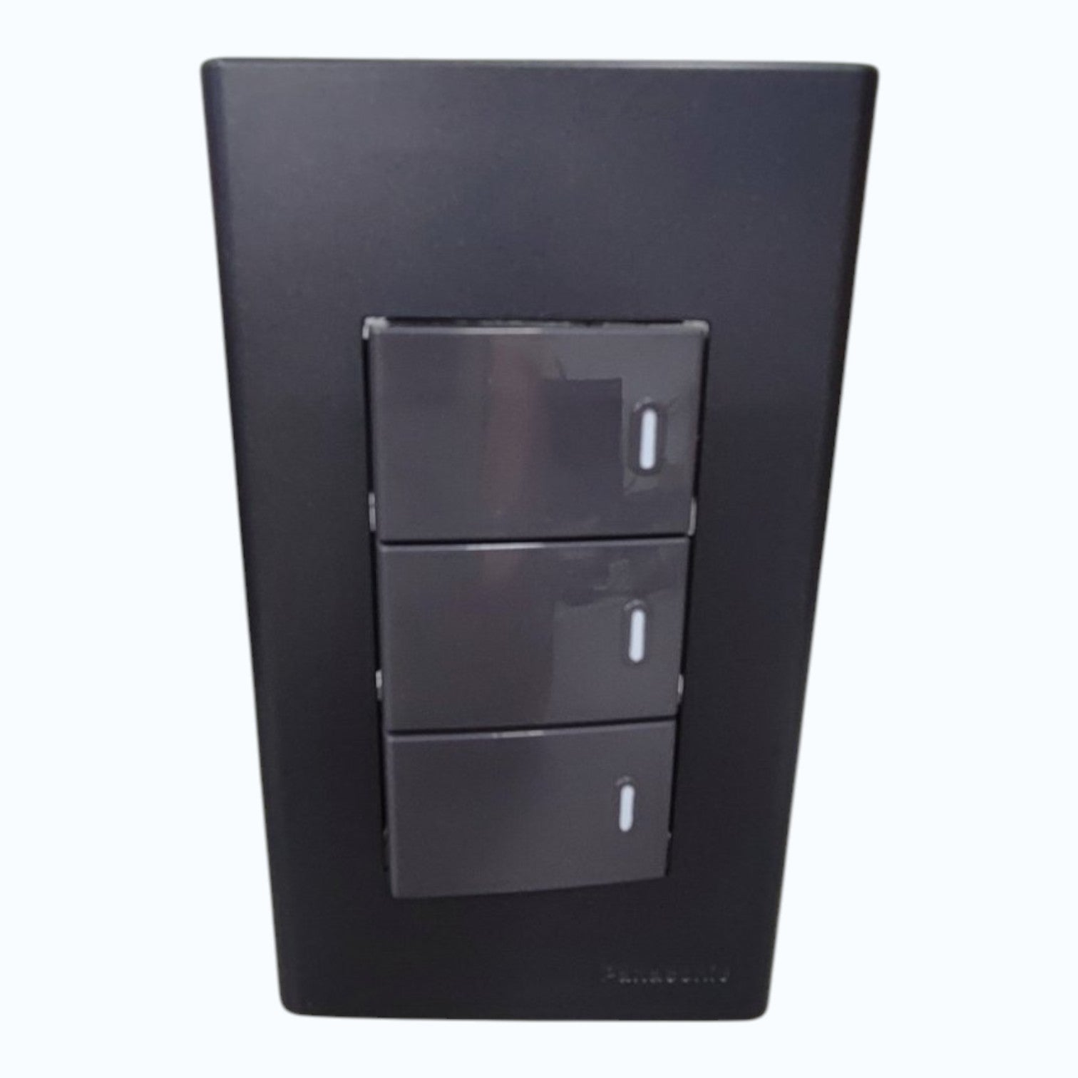 Panasonic 3-Gang 1 Way Swiitch Gray 16A 250V with Wide Color Refina Series Metallic Black Plate Cover WEG6803MB-1/3XWEG5001HK-5