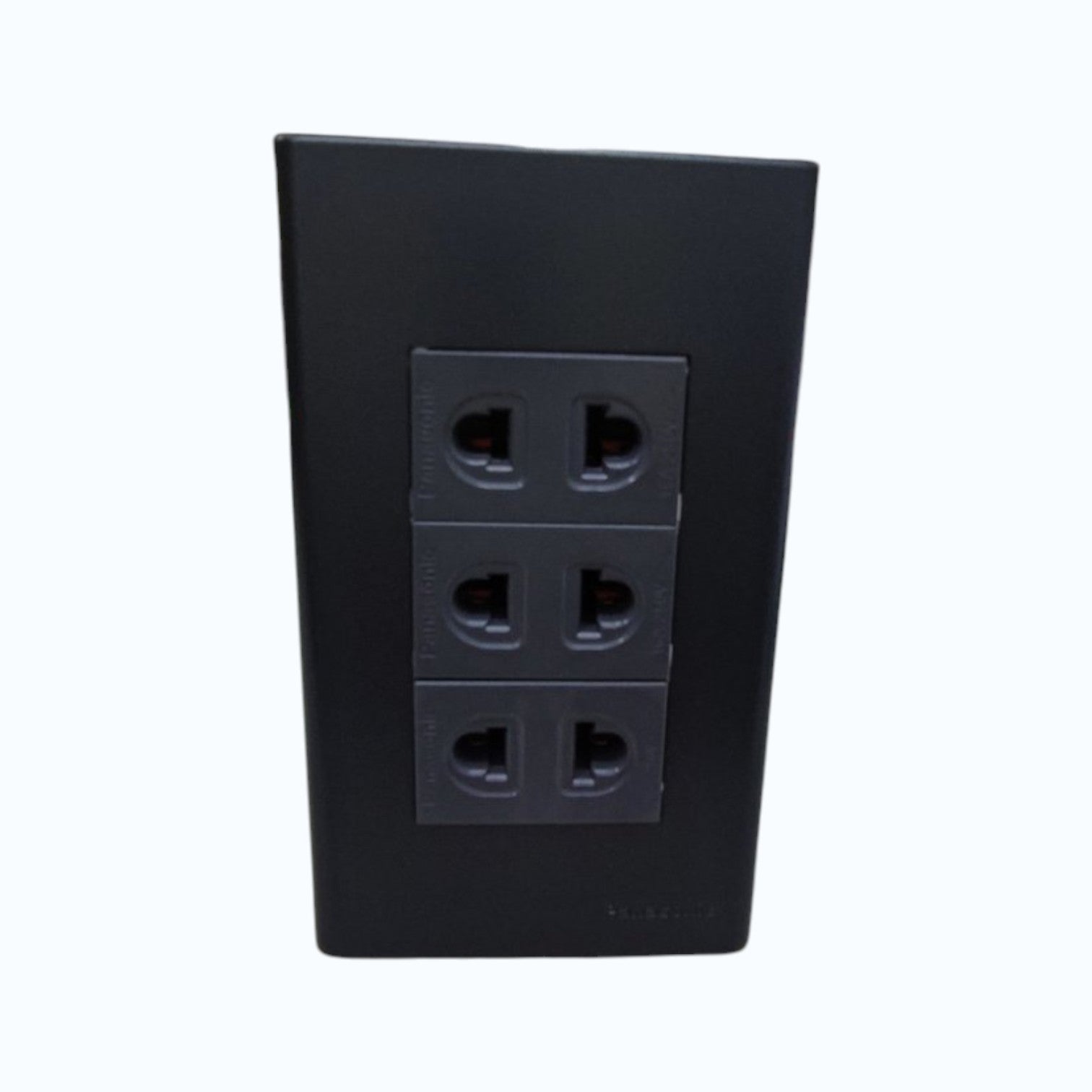 Panasonic 3-Gang Universal Outlet Gray 16A 250V with Wide Color Refina Series Metallic Black Plate Cover WEG6803MB-1/3XWEG10919H-5