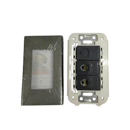 Panasonic 3 gang CAT6 data outlet in gray with wall plate for structured cabling solutions