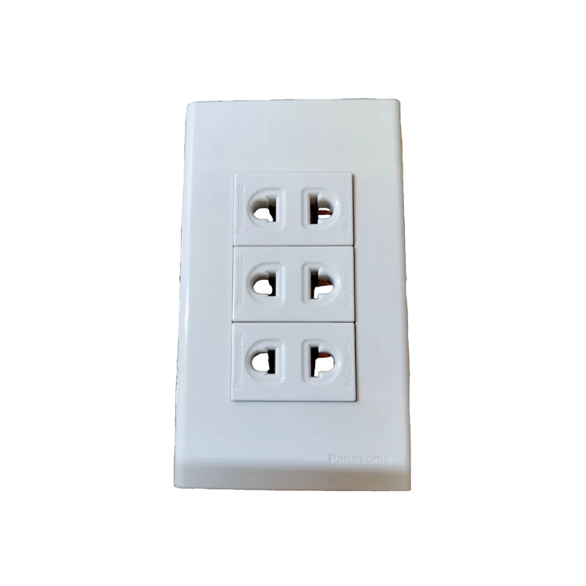 Panasonic 3 gang universal outlet white vertical triple universal sockets on glossy wall plate