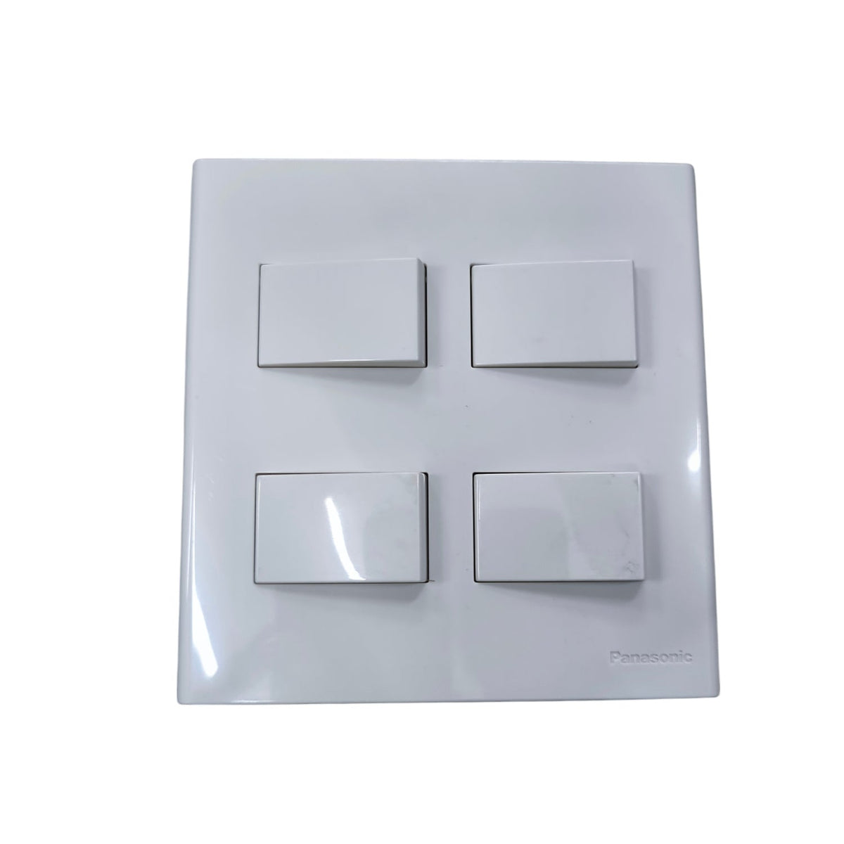 Panasonic 4 gang switch white square panel with four rectangular rocker switches