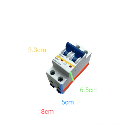 Panasonic 63A Miniature Breaker 6Kaic 220V with compact design, dimensions 8cm x 6.5cm x 3.3cm