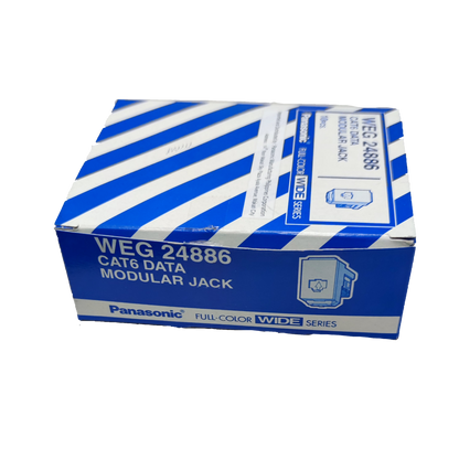 Panasonic CAT6 Data Outlet WEG 24886 modular jack in blue and white packaging box