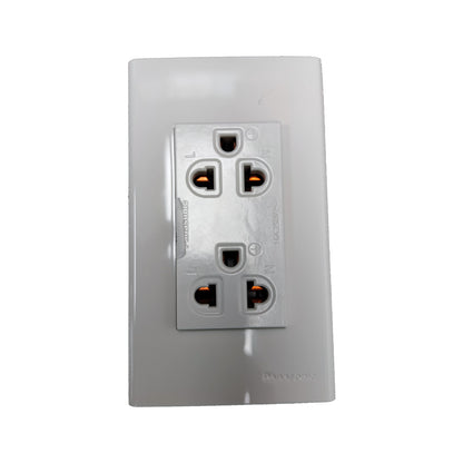 Panasonic 16A 250V Duplex Outlet with Ground and Plate