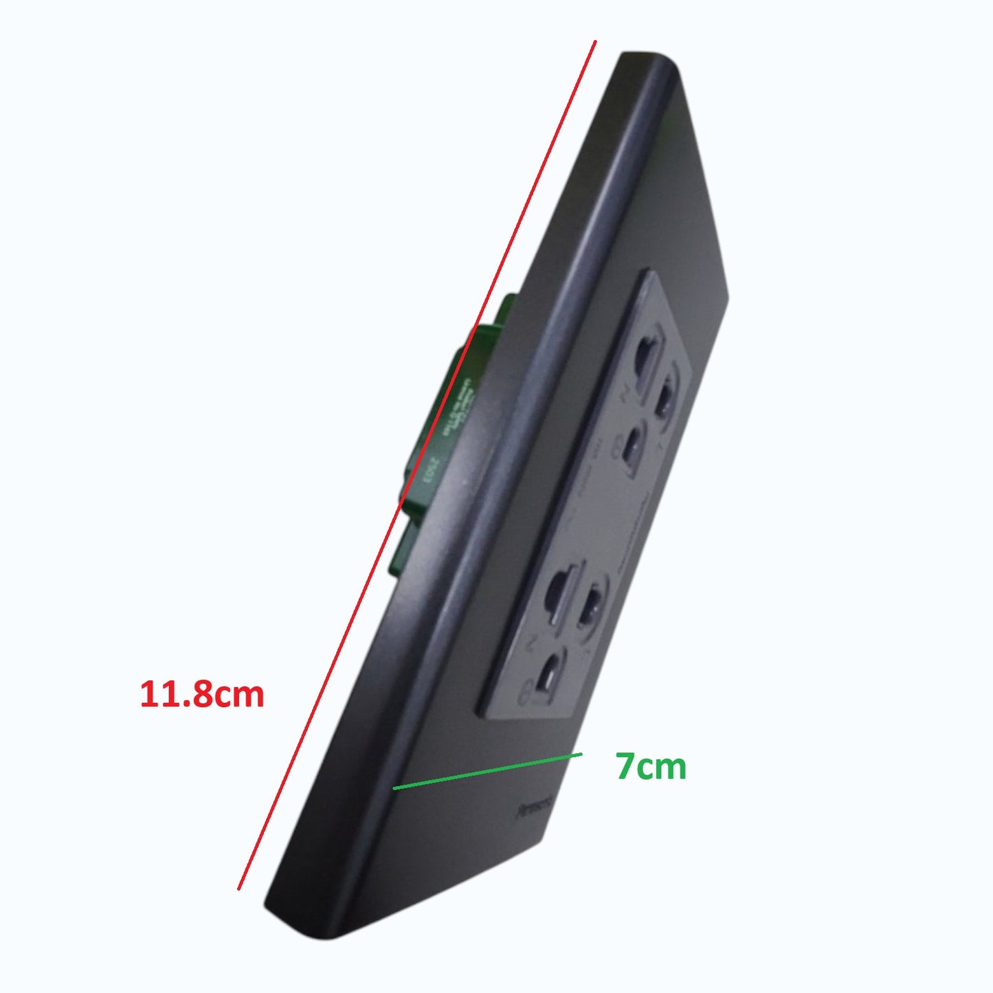 Panasonic Duplex Universal Outlet with Metallic Black Plate Cover , 2 Gang Convenience Outlet with Ground and Plate 16A 250V Wide Color Refina Series Metallic Black WEG6803MB-1/WEG15929H-5