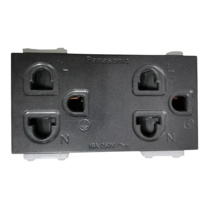 Panasonic Duplex Universal Outlet with Ground and Safety Shutter, rear panel view