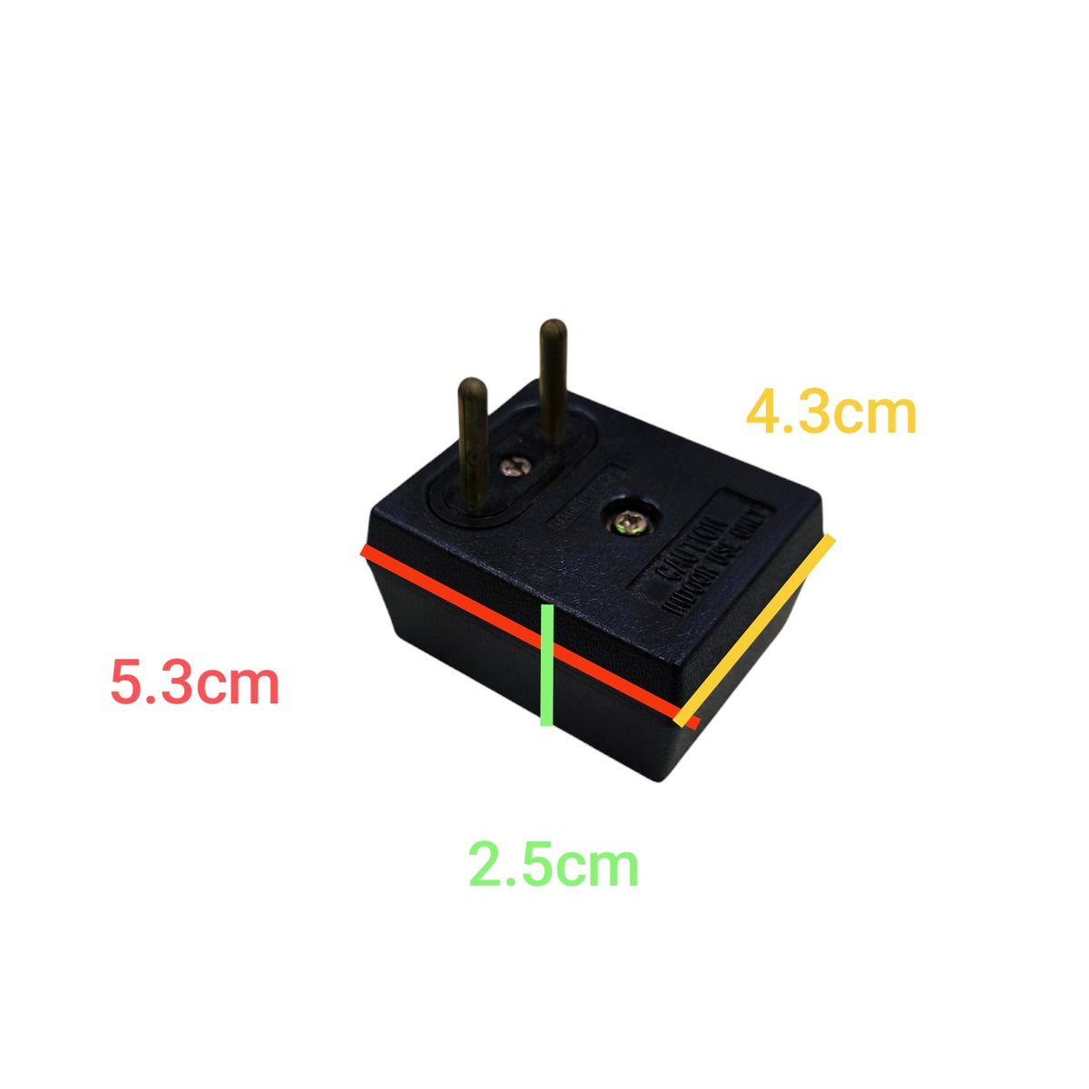 Panasonic Flat Pin Outlet to Round Pin Outlet 10A adapter with compact black design and measurements