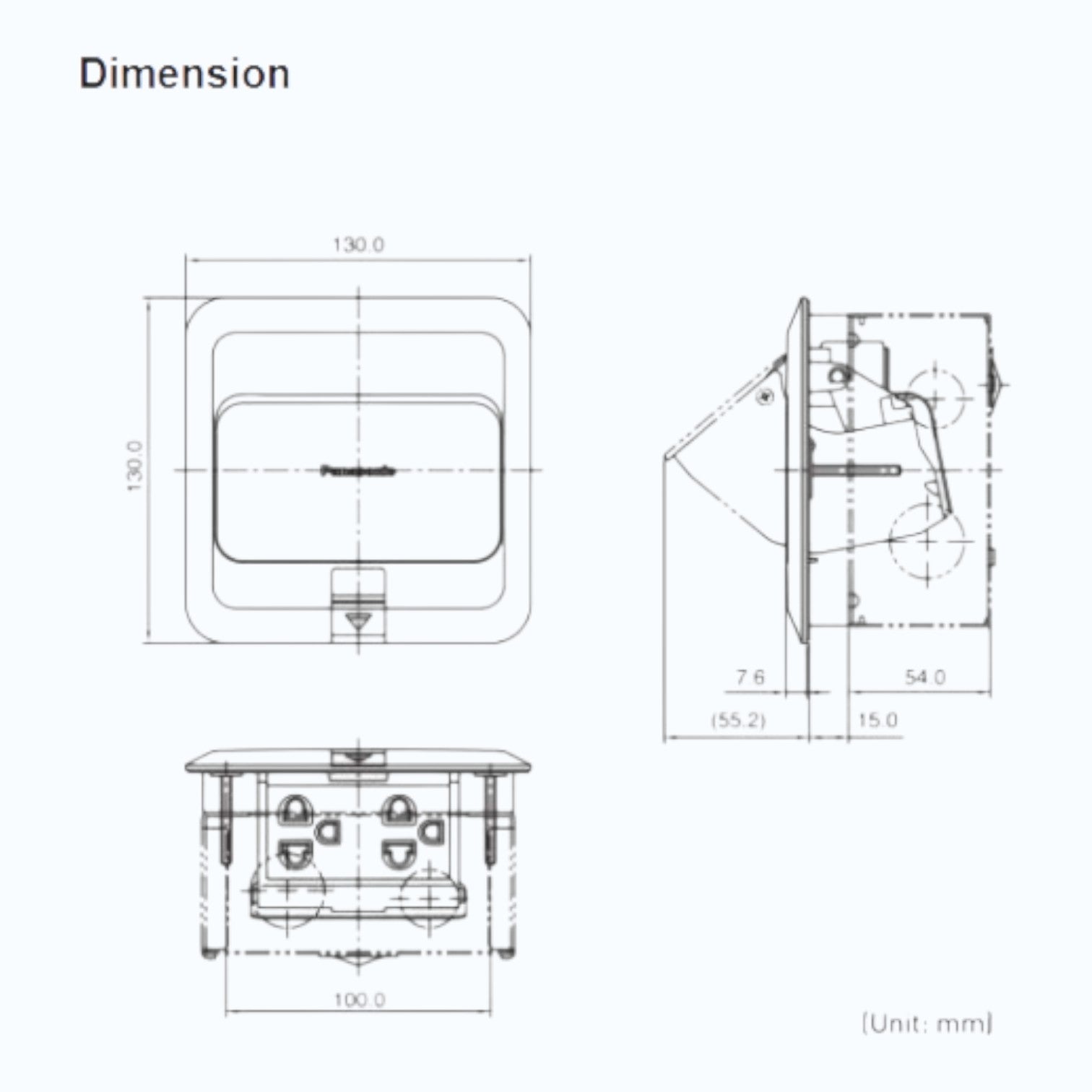 Panasonic Pop up Floor Outlet Duplex 16A 250V, Grounding Duplex Universal with Outlet Box and Box Protector