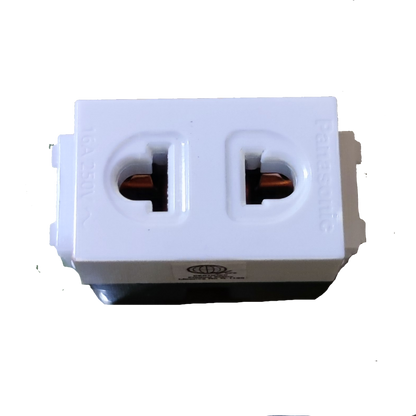 Panasonic compact white dual socket module with visible copper contacts 16A 250V quick connect terminal outlet for power points