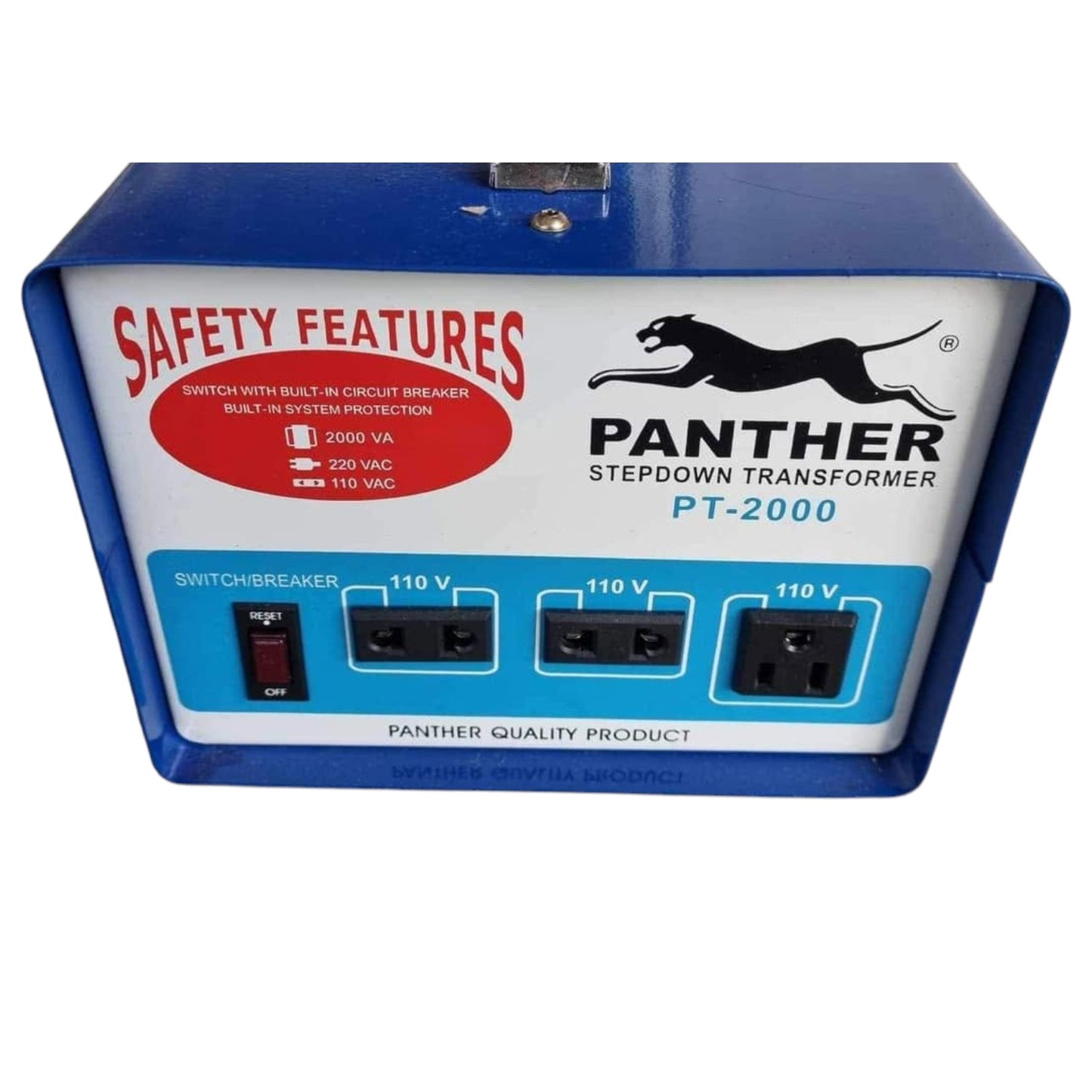 Panther 2000W  Step-Down Transformer Input 220V Output 110V, Box Type PT 2000W-110V