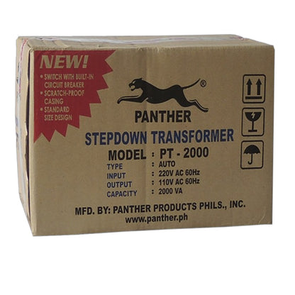 Panther 2000W  Step-Down Transformer Input 220V Output 110V, Box Type PT 2000W-110V