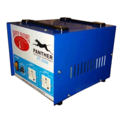 A blue Panther Exploding Transducer PT-2500 electrical safety product with a white front label, shown on a plain white background.