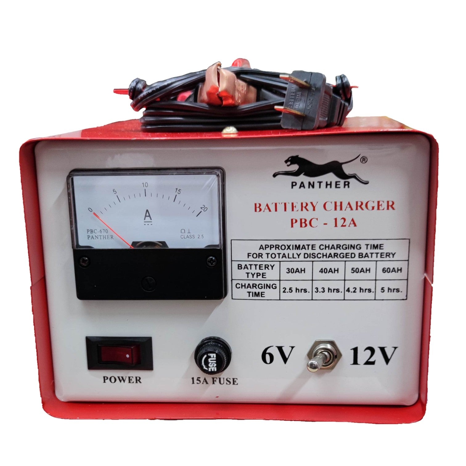 Panther Battery Charger 12A 6V or 12V DC PBC12A For SM1 Batteries or Car Batteries Electx Electrical Supply