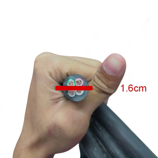 Phelps Dodge 3.5mm industrial power cable 25m 4 core showing cross section and thickness held in hand