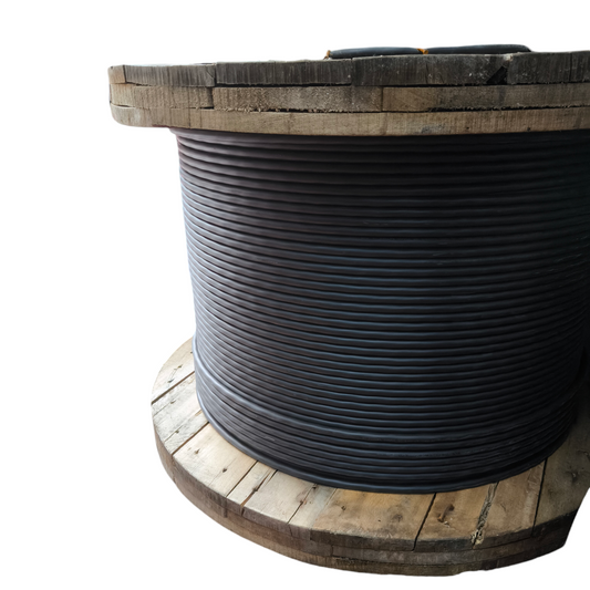 Phelps Dodge 30mm 3 core power cable neatly coiled on a wooden spool for electrical wiring