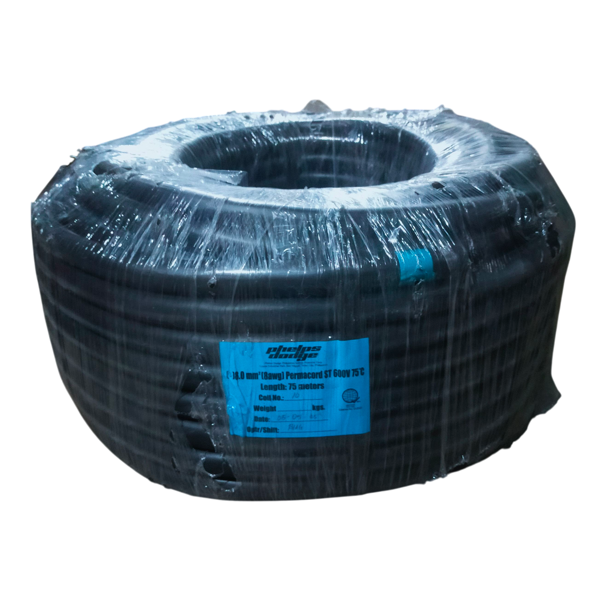 Phelps Dodge royal perma cord 8mm 2 core wire coil wrapped in plastic for electrical use
