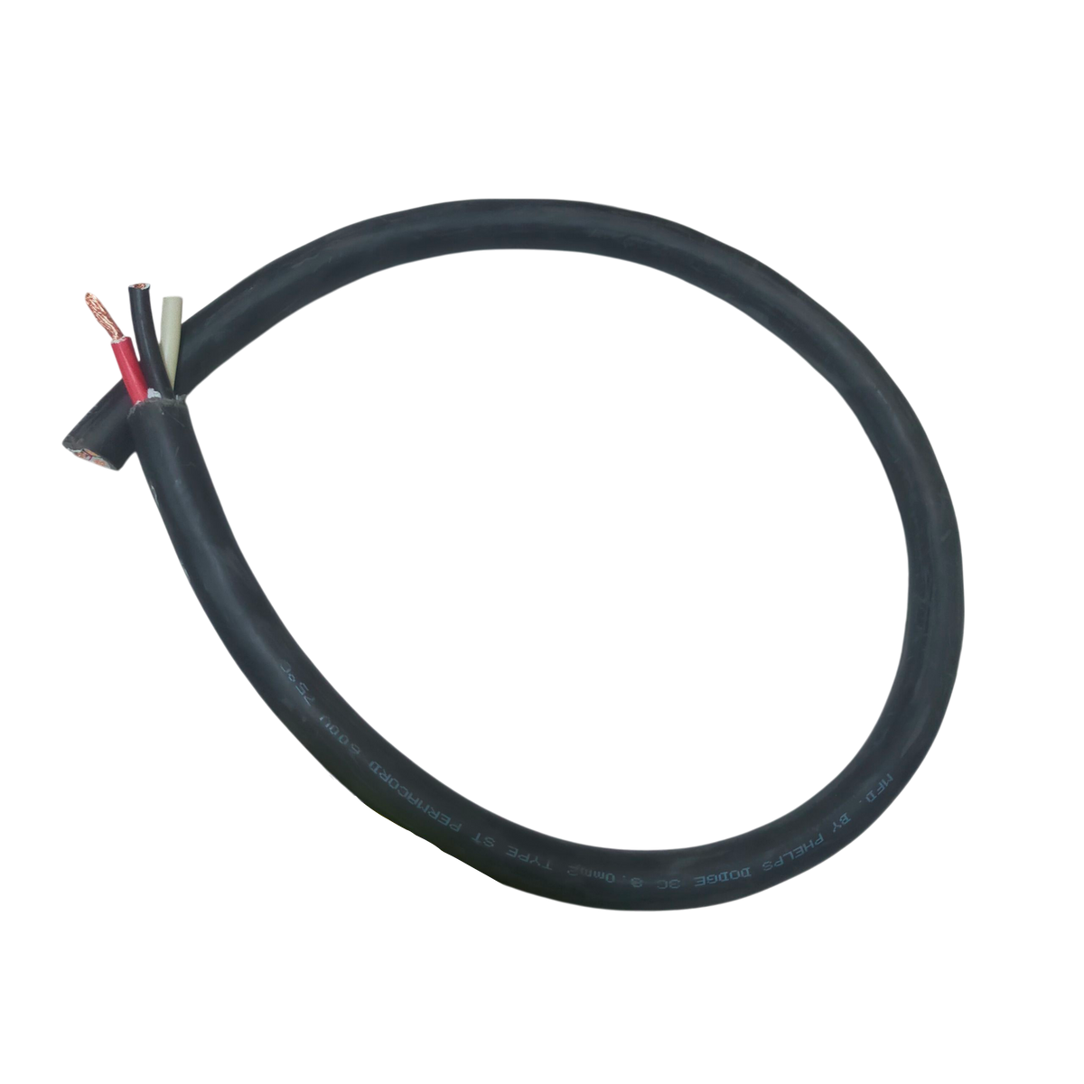 Phelps Dodge 8mm 3 core royal cord 5 meters black electrical wire with exposed copper conductors