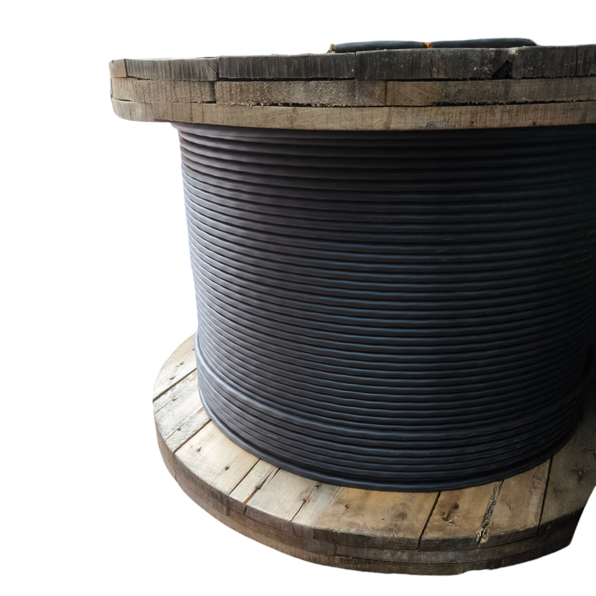 Phelps Dodge Royal Cord 30mm 2 Core - 60 Meters black cable spool on wooden reel