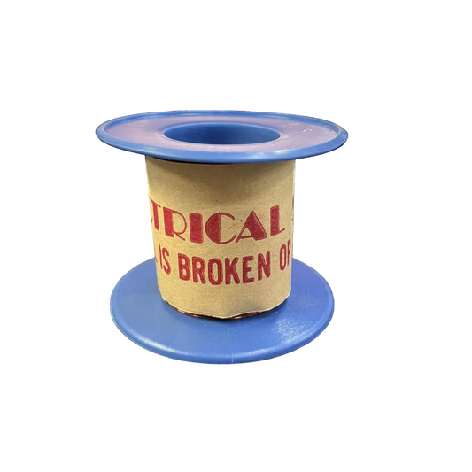 Spool of ribbon with text 'FATAL ERROR IS BROKEN ON' on a white background