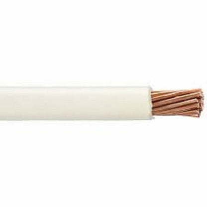 White Philflex 2.0mm THHN AWG 14/7 stranded wire close-up of insulation and copper strands