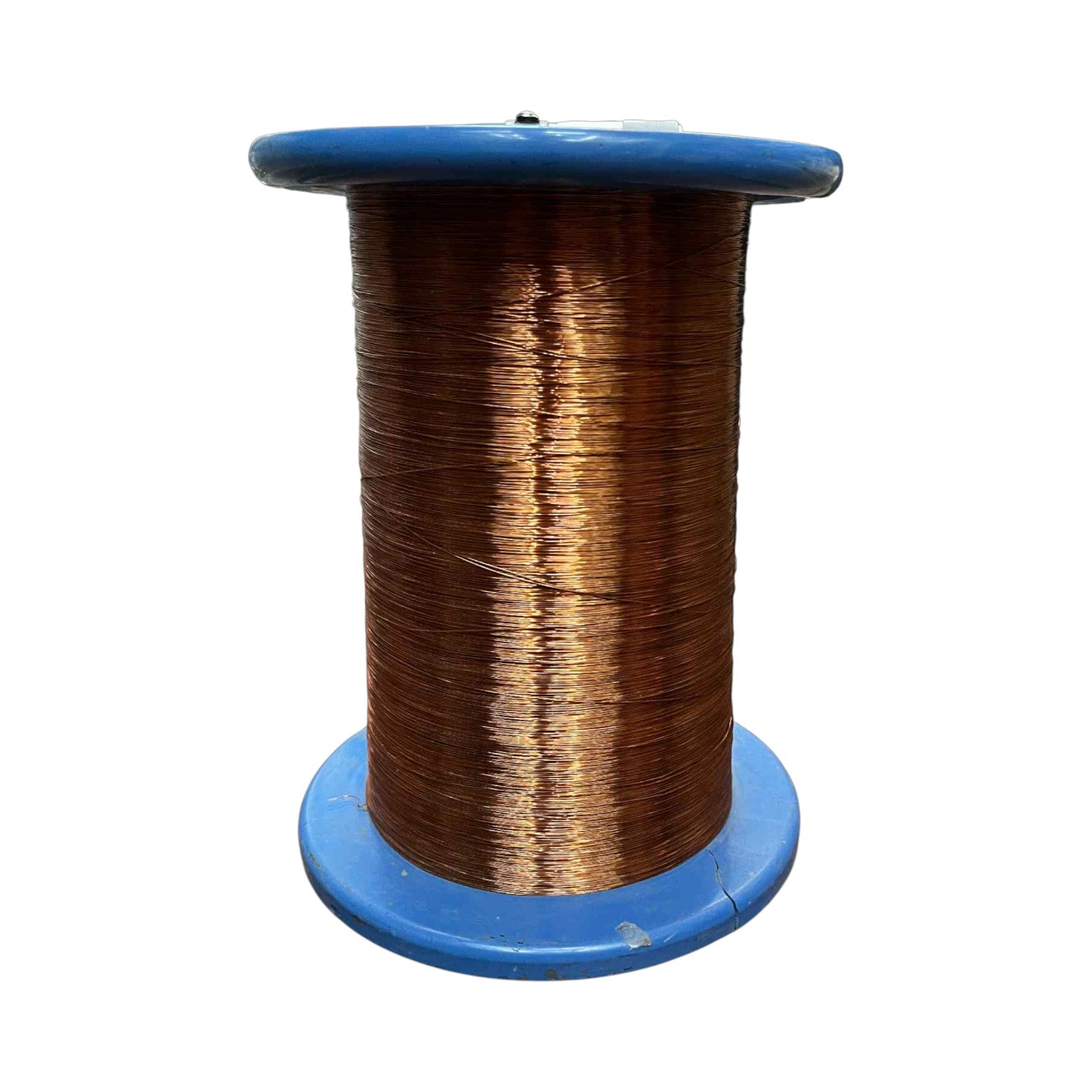 Spool of copper wire on a blue plastic reel against a white background Philflex 200 Grams Magnet Wire AWG 26 Enameled Copper Wire 0.40mm Heavy Formix Approx 165.29 Meters Per Roll Electx Electrical Supply