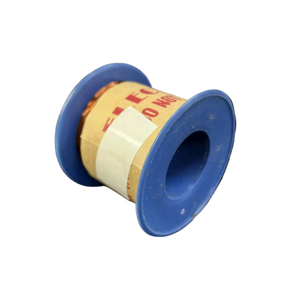 Spool of white tape with a blue plastic casing on a white background Philflex 200 Grams Magnet Wire AWG 26 Enameled Copper Wire 0.40mm Heavy Formix Approx 165.29 Meters Per Roll Electx Electrical Supply