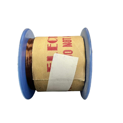 Spool of wire with a label on a white background