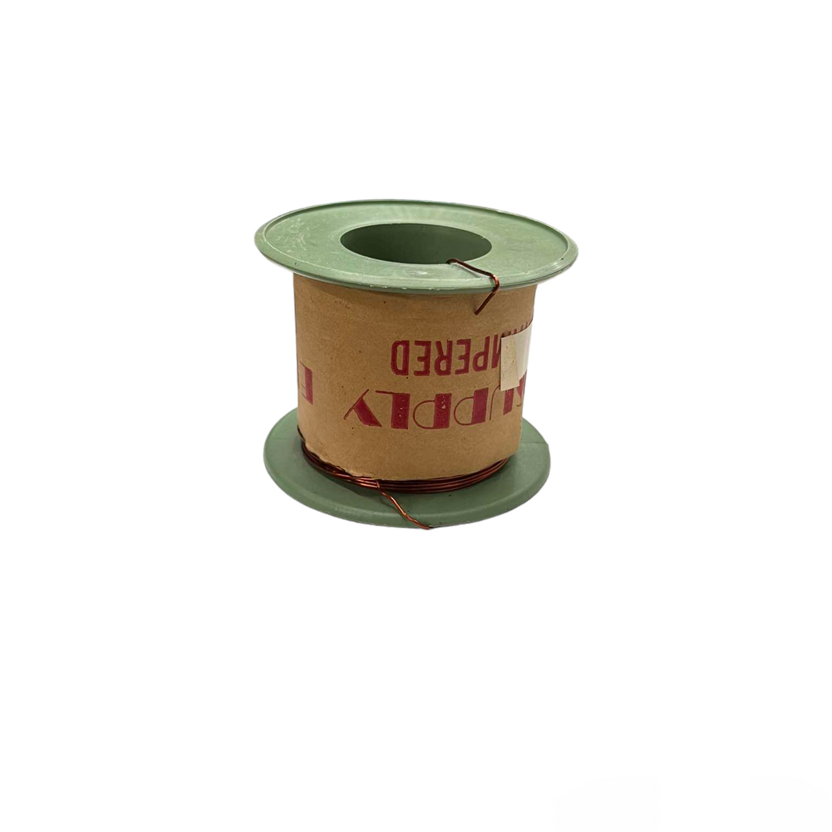 Spool of ribbon with a green top on a white background Philflex 400 Grams Magnet Wire AWG 26 Enameled Copper Wire 0.40mm Heavy Formix Approx 330.58 Meters Per Roll Electx Electrical Supply