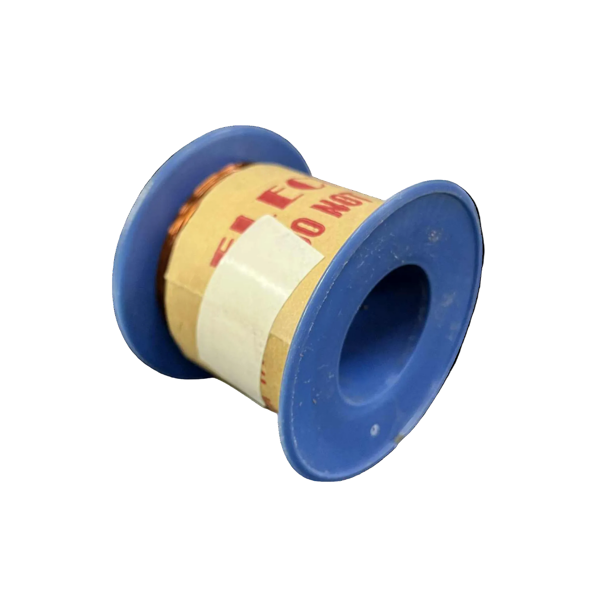 Spool of white tape with a blue plastic casing on a white background Philflex 500 Grams Magnet Wire AWG 26 Enameled Copper Wire 0.40mm Heavy Formix Approx 413.22 Meters Per Roll Electx Electrical Supply