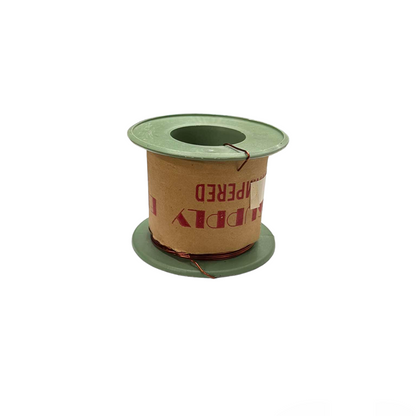 Spool of wire with a green lid on a white background Philflex 50 Grams Magnet Wire AWG 36 Enameled Copper Wire 0.12mm Single Formix 406.5 Meters per Roll Electx Electrical Supply