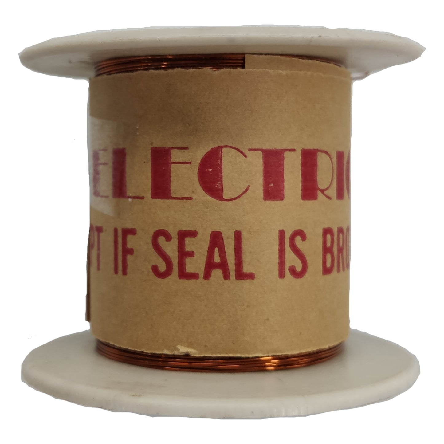 Spool of wire with a brown label on a white background Philflex 50 Grams Magnet Wire AWG 40 Enameled Copper Wire 0.08mm Single Formix Approx 1111.11 Meters Per Roll Electx Electrical Supply
