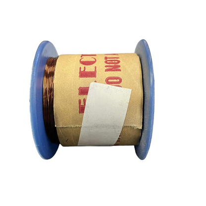 Spool of wire with a label on a white background