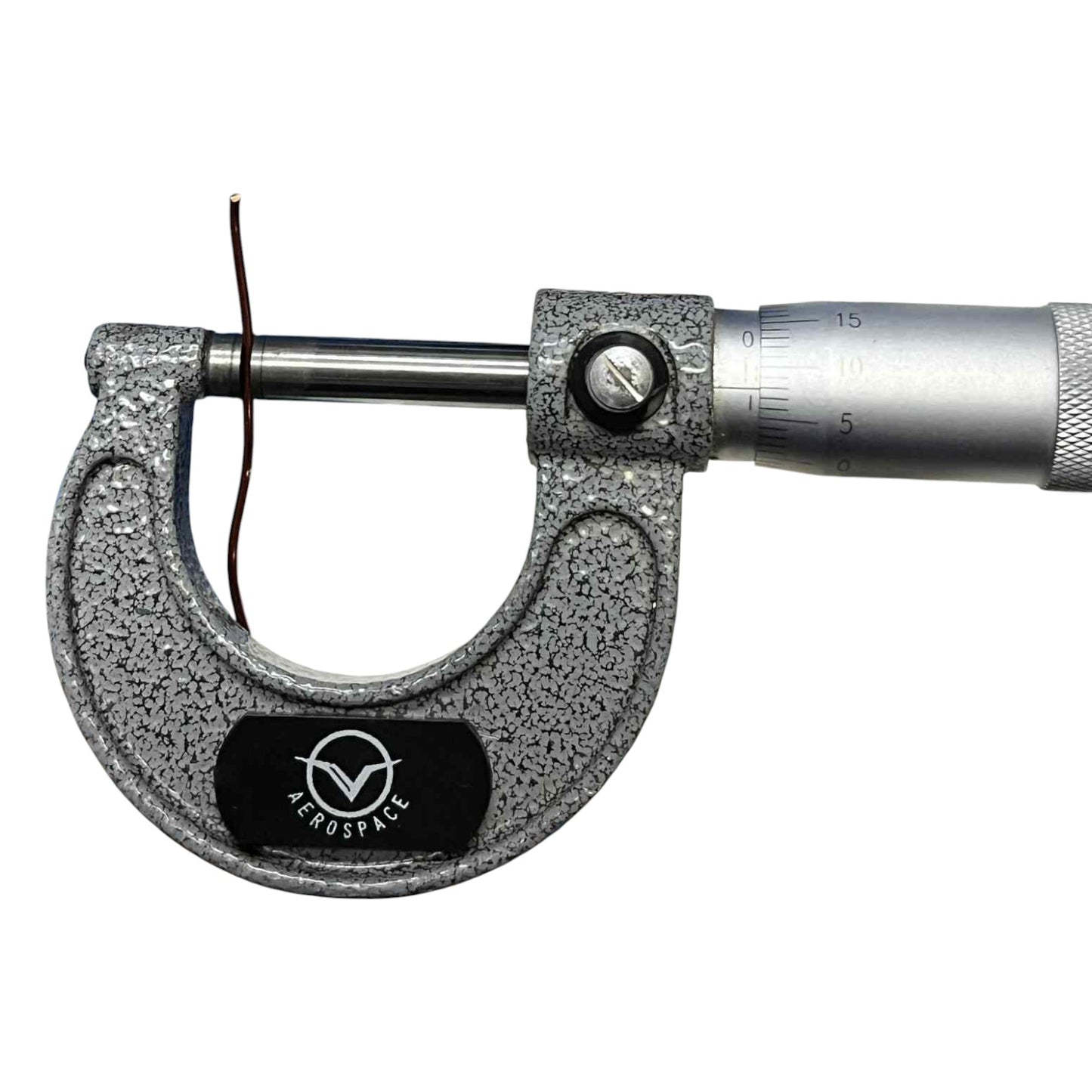 Micrometer with 'Aerospace' branding on a white background
