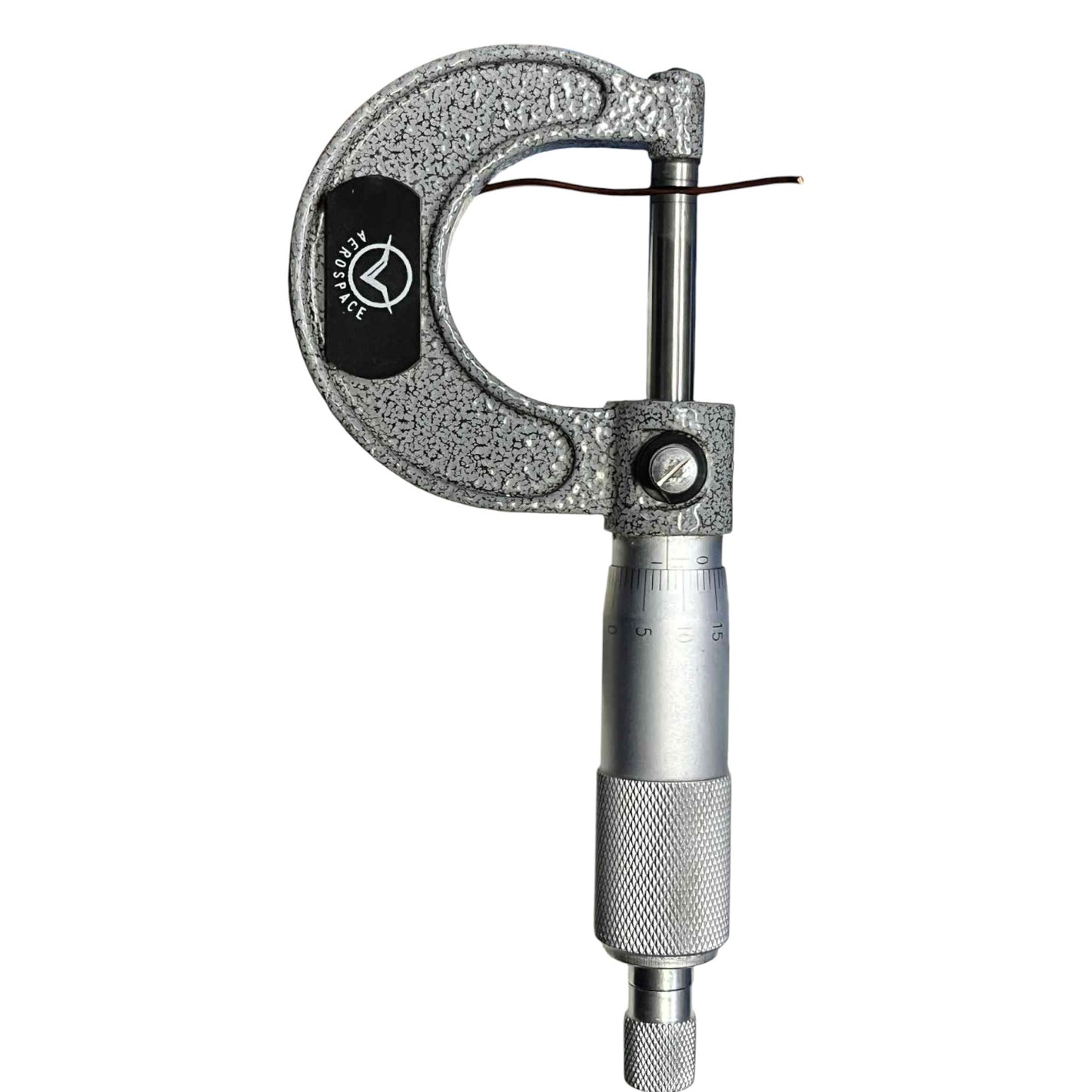 Metallic micrometer on a white background