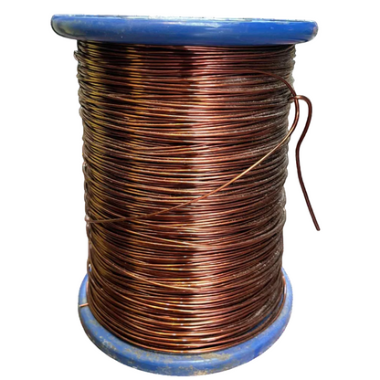 Spool of copper wire on a white background