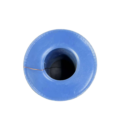 Blue spool of thread on a white background