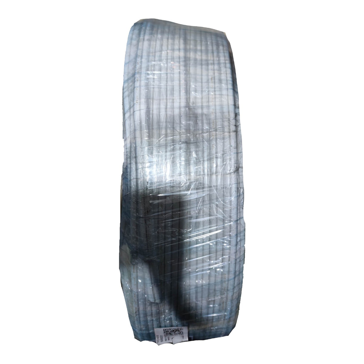Mechanical component with a label on a white background