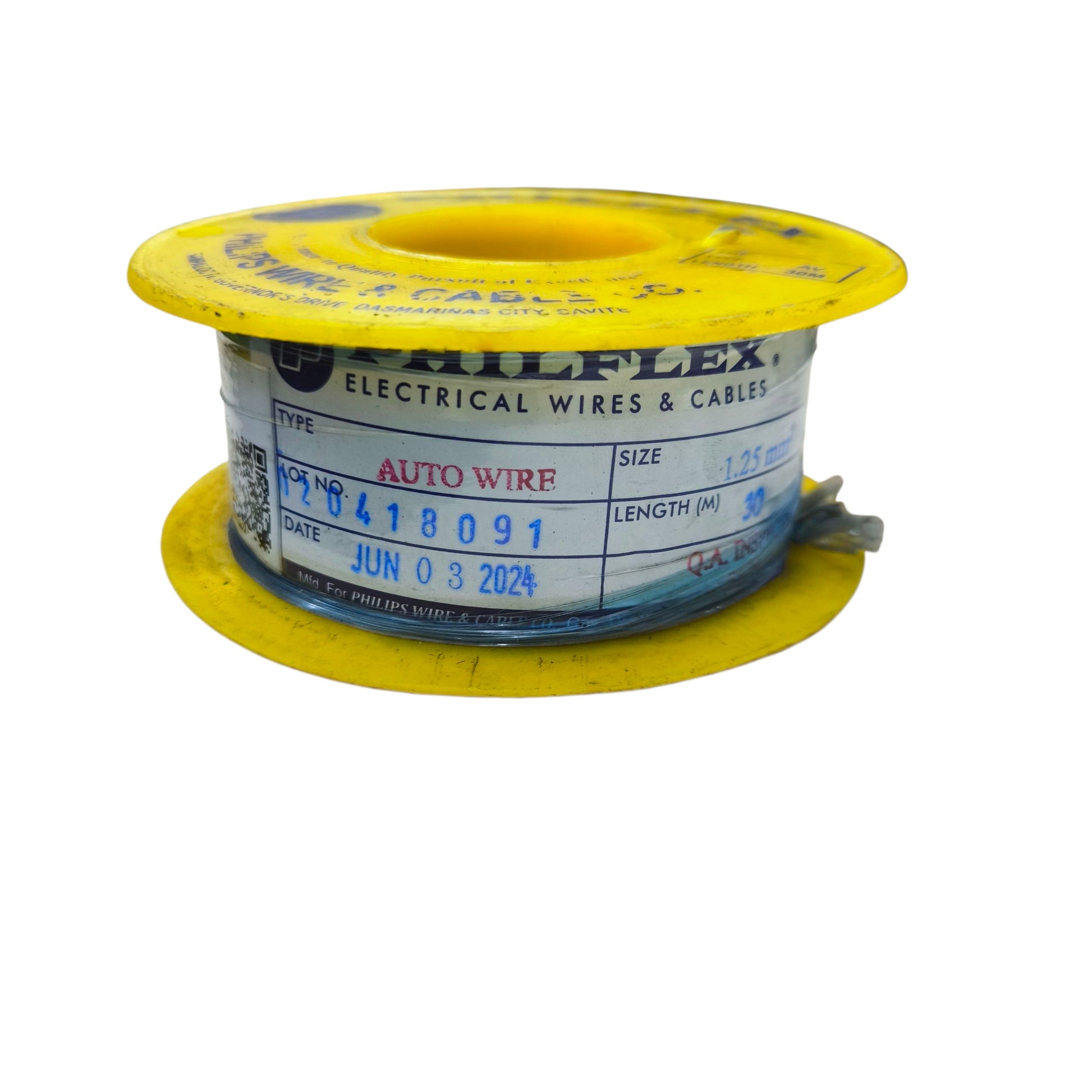 Philflex Auto Wire AWG 16 ( 1.25mm) Automotive Wire  Auto Wire Yellow 30 Meters 1 Roll Electx Electrical SUpply