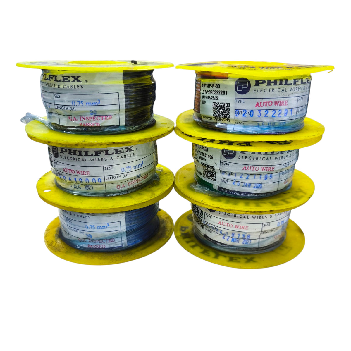 Philflex automotive wire 18 AWG Black 1 Roll 30 Meters available in multiple rolls on a display