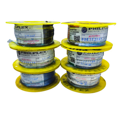 Philflex automotive wire 18 AWG Black 1 Roll 30 Meters available in multiple rolls on a display