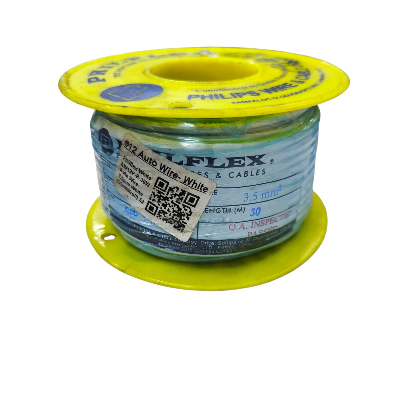 Philflex Autowire AWG 12 (3.5 mm) Automotive Wire Auto Wire White 30 Meters 1 Roll Electx Electrical Supply