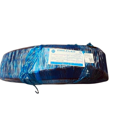 Blue plastic bag with a label on a white background